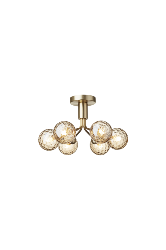 Apiales 6 Ceiling ljuskrona, brushed brass / optic gold • NUURA