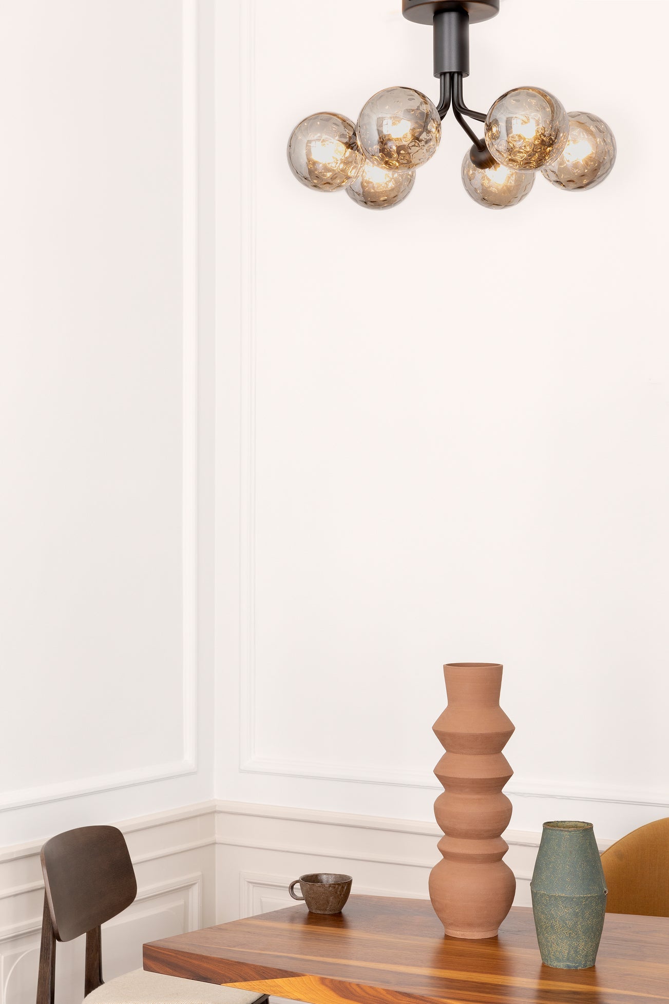 Apiales 6 Ceiling ljuskrona, satin black / optic smoked • NUURA