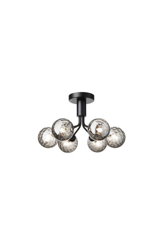 Apiales 6 Ceiling ljuskrona, satin black / optic smoked • NUURA