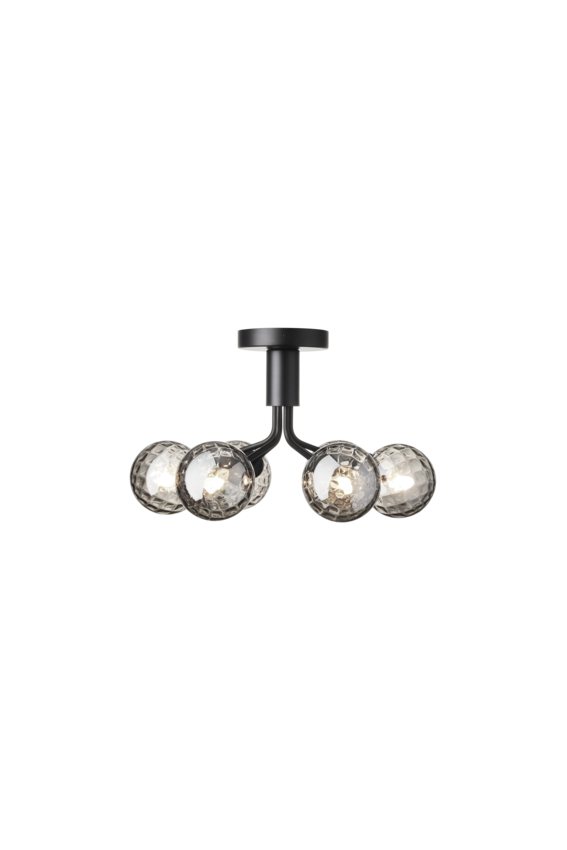Apiales 6 Ceiling ljuskrona, satin black / optic smoked • NUURA