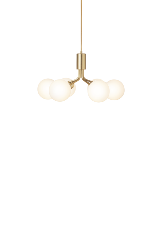 Apiales 6 ljuskrona, brushed brass / opal • NUURA