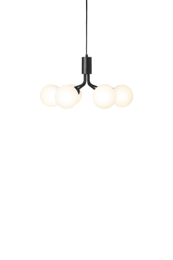 Apiales 6 ljuskrona, satin black / opal • NUURA
