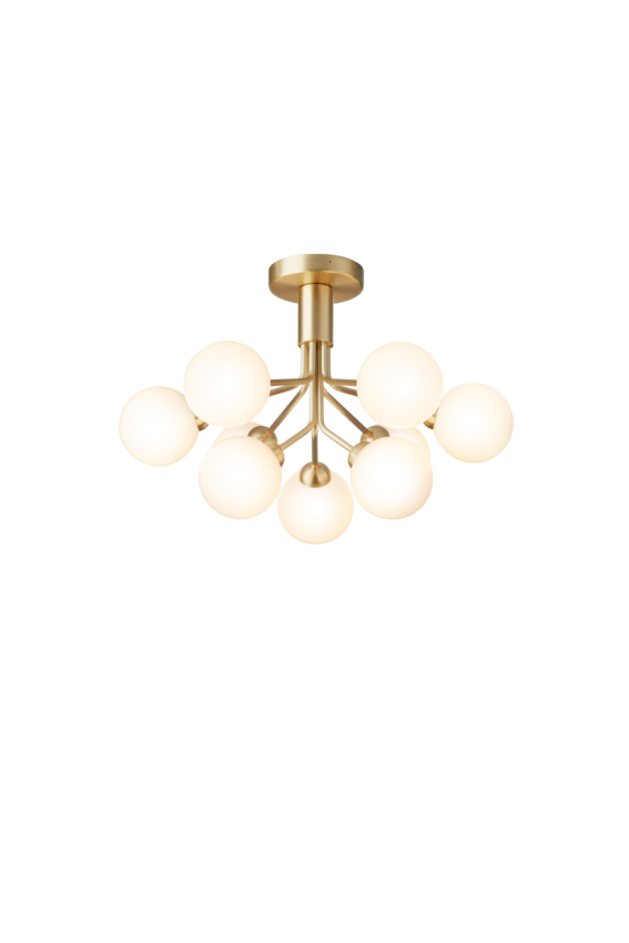 Apiales 9 Ceiling ljuskrona, brushed brass / opal • NUURA