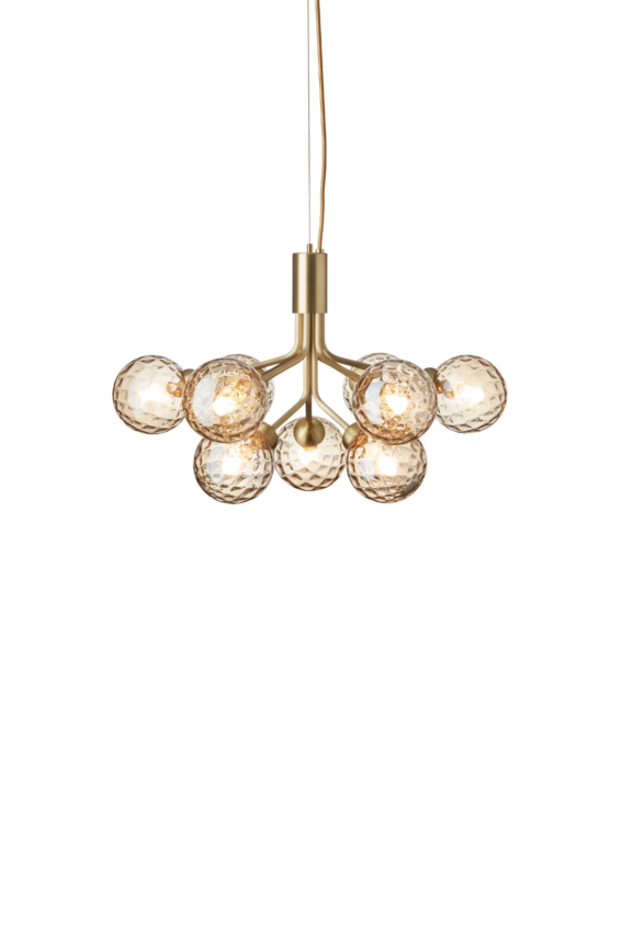 Apiales 9 ljuskrona, brushed brass / optic gold • NUURA