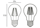 Produktritning av en enkel glödlampa med rund form från Design by Us. Lampan har ett varmt och klart ljus.