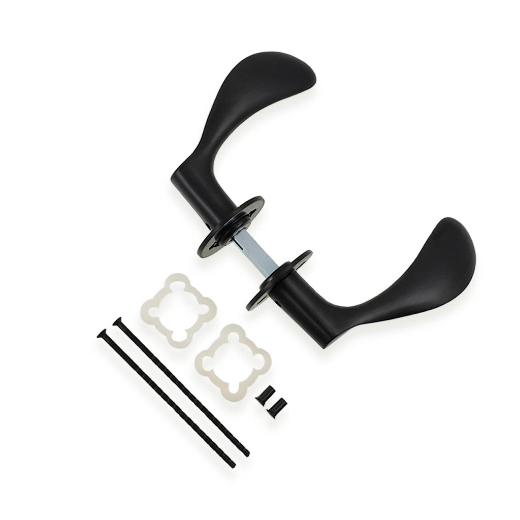 Arne Jacobsen dörrhandtag – AJ111 dörrhandtag med charcoal-finish 111 mm stor modell c/c 30 mm.