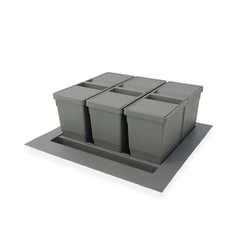 Bornholm 3-27 • Avfallssystem för låda i mörkgrå plast på 3 x 9 liter