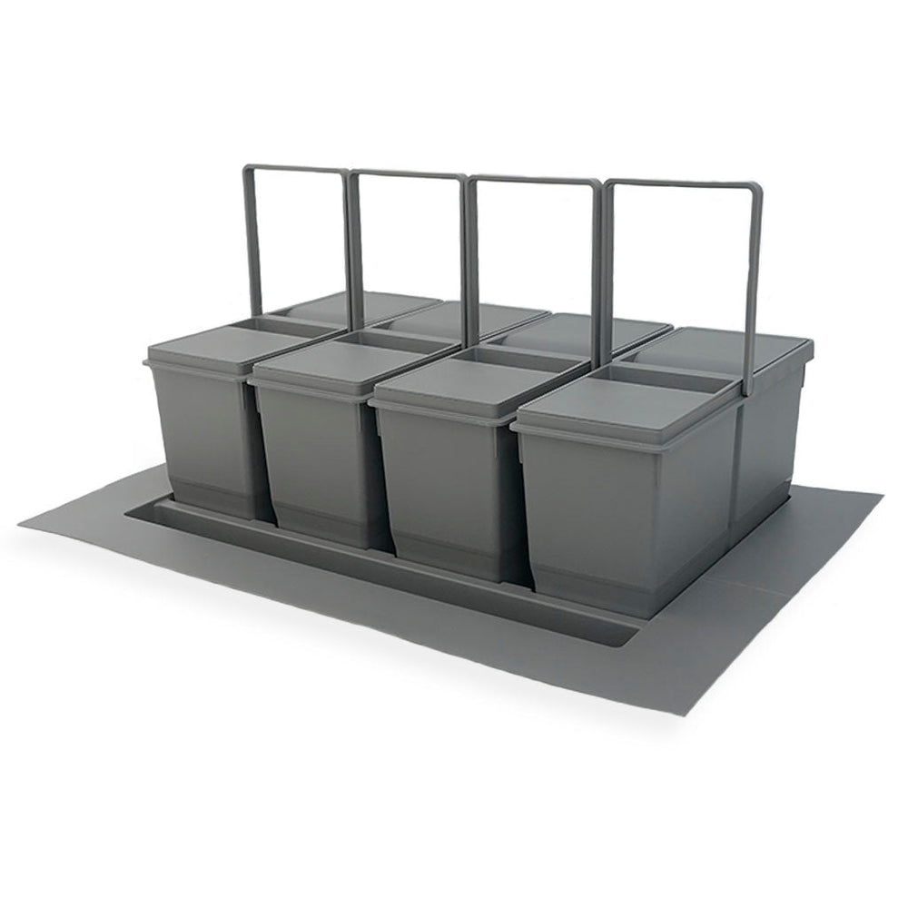 Bornholm 4-36 • Avfallssystem för låda i mörkgrå plast på 4 x 9 liter