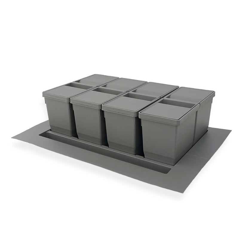 Bornholm 4-36 • Avfallssystem för låda i mörkgrå plast på 4 x 9 liter