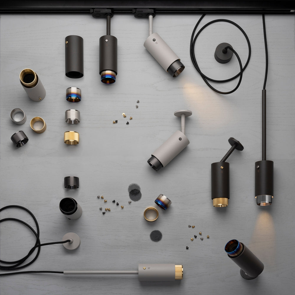 Exhaust pendellampa i sten med detaljer i gun metal  • Buster + Punch