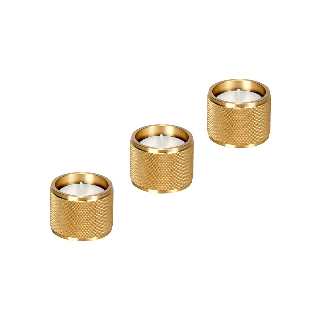 Tealight värmeljushållare i massiv mässing med lack med diamantslipat mönster – 3 st.  • Buster + Punch