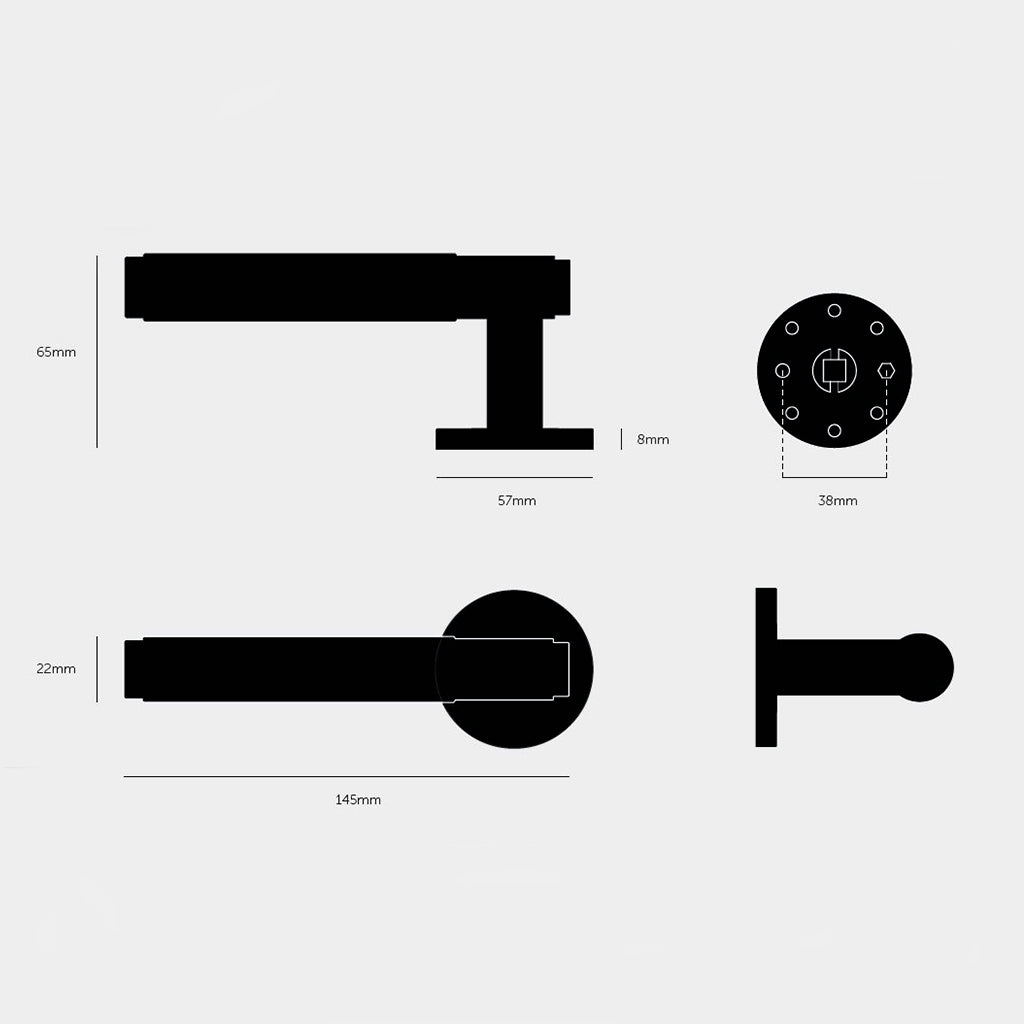 Cross-dörrhandtag i mässing med diamantslipat mönster – c/c 38 mm  • Buster + Punch