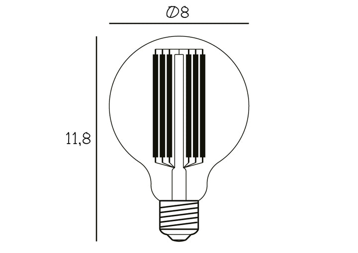 Produktritning. Rund glödlampa med ett varmt och klart ljus från Design by Us.
