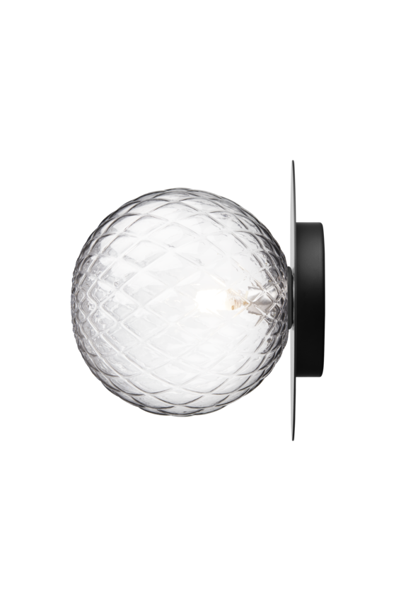Liila 1 vägg- och taklampa, black / optic clear • NUURA