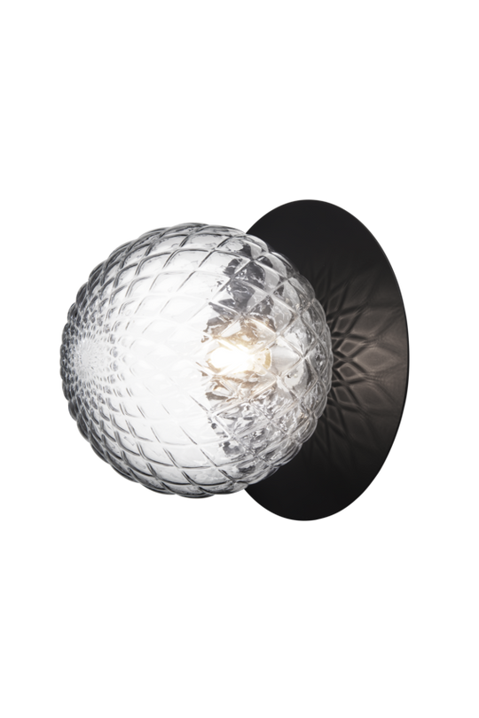 Liila 1 vägg- och taklampa, black / optic clear • NUURA