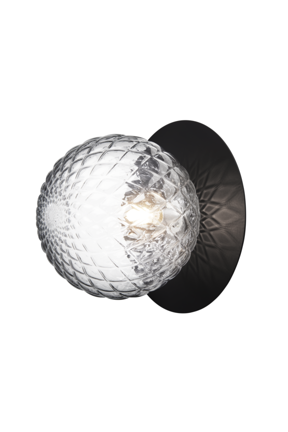 Liila 1 vägg- och taklampa, black / optic clear • NUURA