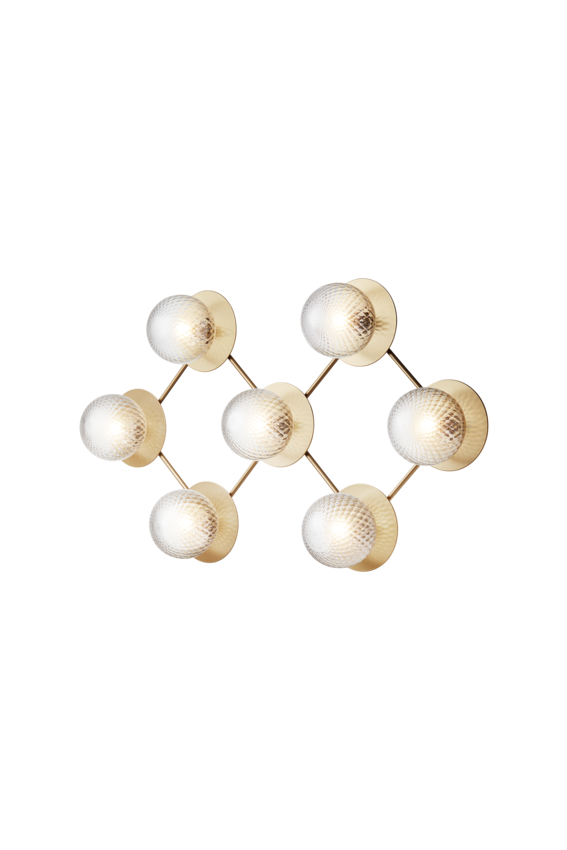 Liila 7 vägg- och taklampa, nordic gold / optic clear • NUURA
