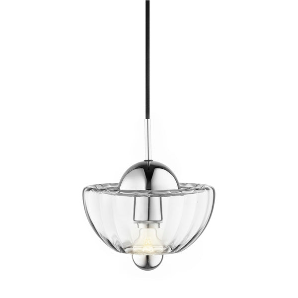 Lotus pendellampa med klart glas, mot en vit bakgrund.