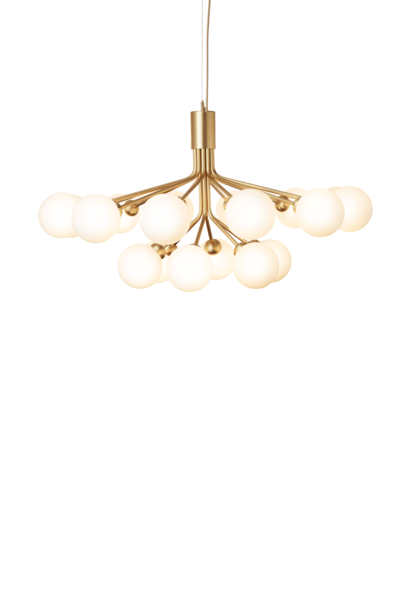 Apiales 18 ljuskrona, brushed brass / opal • NUURA