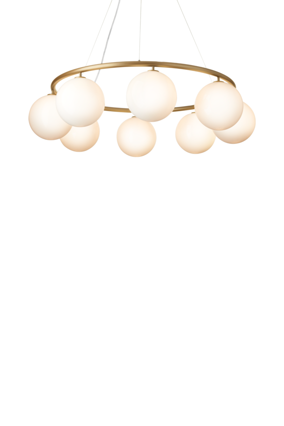 Miira 8 Circular ljuskrona, brass / opal • NUURA