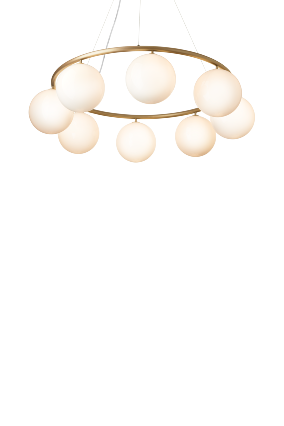 Miira 8 Circular ljuskrona, brass / opal • NUURA
