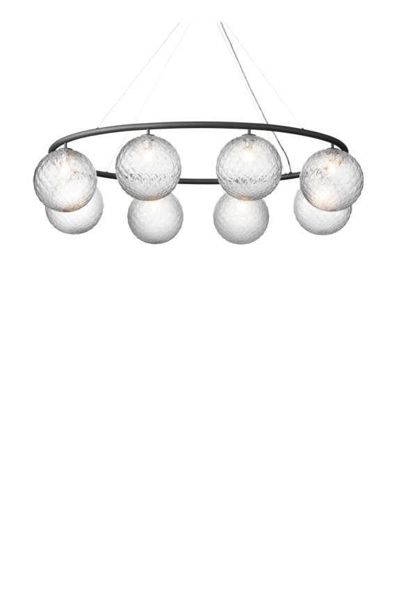 Miira 8 Oval ljuskrona, rock grey / optic clear • NUURA