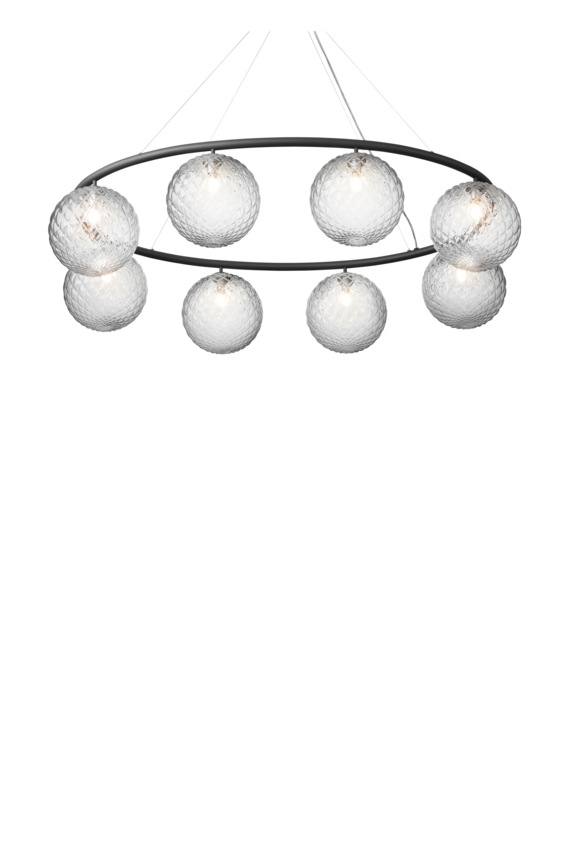 Miira 8 Oval ljuskrona, rock grey / optic clear • NUURA