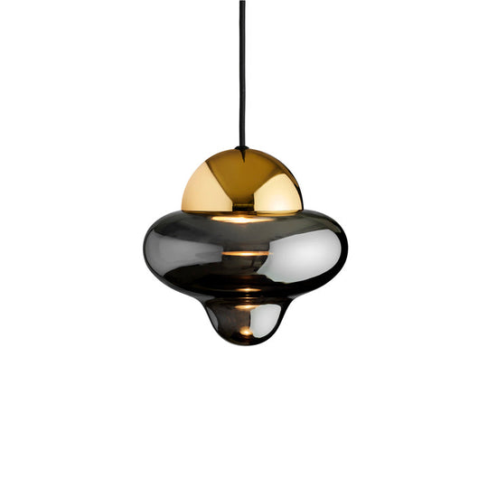 Nutty Smoke pendellampa, rökfärgad/guld • Design by Us