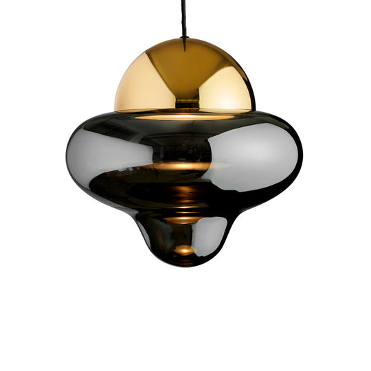 Nutty XL Smoke pendellampa, rökfärgad/guld • Design by Us