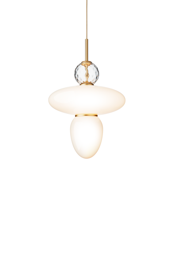 Rizzatto 43 pendel, satin brass / opal • NUURA